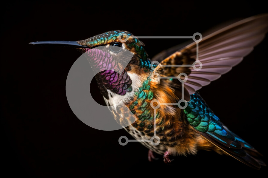 Σετ των 2 Intra Συλλεκτικό Ξύλινο Παζλ Plywood  4mm - Όμορφο ιπτάμενο κολίβριο με πολύχρωμα φτερά Σε Ξύλινο Κουτί - Διαστάσεις: 10x10 cm – 25 κομμάτια