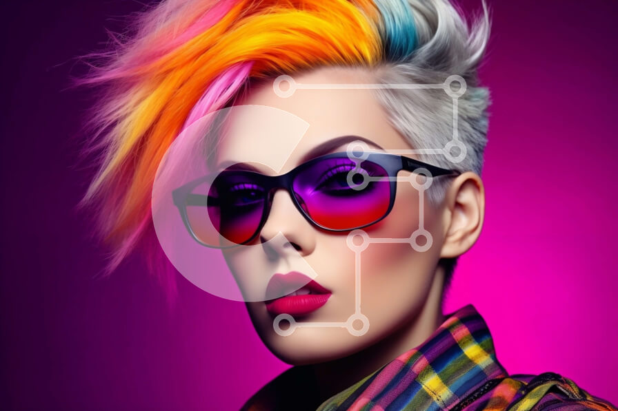 Intra Συλλεκτικό Ξύλινο Παζλ Plywood  4mm - Κομψή γυναίκα με αντισυμβατικά μαλλιά και κομψά γυαλιά ηλίου Σε Ξύλινο Κουτί - Διαστάσεις Puzzle: 10x10 cm – 25 κομμάτια