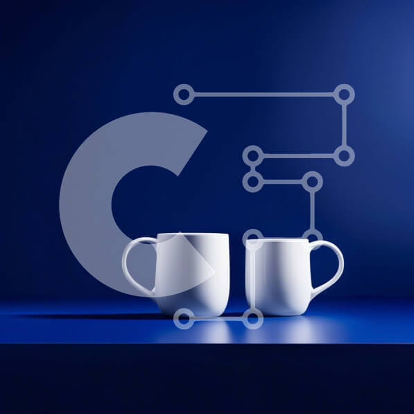 Intra Συλλεκτικό Ξύλινο Παζλ Plywood  4mm - Όμορφη εικόνα δύο λευκών κούπες σε μπλε επιφάνεια Σε Ξύλινο Κουτί - Διαστάσεις Puzzle: 10x10 cm – 25 κομμάτια