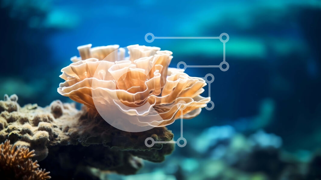 Intra Συλλεκτικό Ξύλινο Παζλ Plywood  4mm - Πορτοκαλί θαλάσσια ανεμώνη στον υποβρύχιο κοραλλιογενή ύφαλο Σε Ξύλινο Κουτί - Διαστάσεις: 10x10 cm – 25 κομμάτια