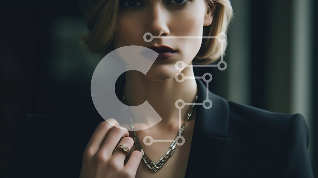 Intra Συλλεκτικό Ξύλινο Παζλ Plywood  4mm - Κομψή γυναίκα με μαύρο κοστούμι και λευκή μπλούζα με χρυσά κοσμήματα Σε Ξύλινο Κουτί - Διαστάσεις Puzzle: 10x10 cm – 25 κομμάτια