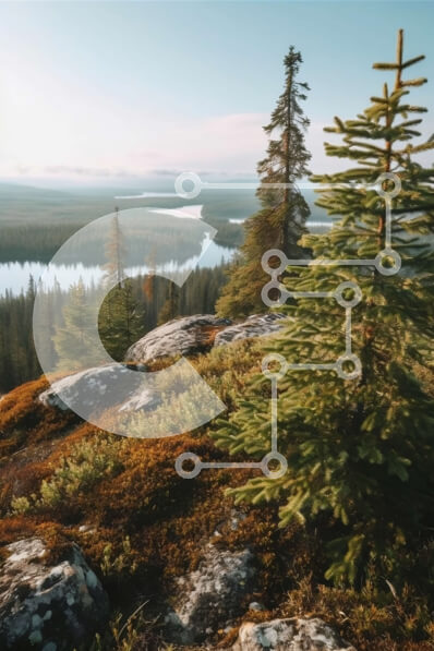 Σετ των 2 Intra Συλλεκτικό Ξύλινο Παζλ Plywood  4mm - Όμορφη εικόνα ενός δάσους με μια λίμνη στο φόντο Σε Ξύλινο Κουτί - Διαστάσεις: 10x10 cm – 25 κομμάτια