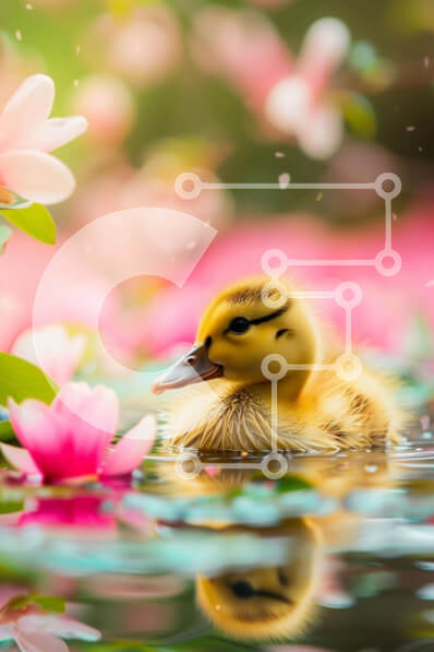 Σετ των 2 Intra Συλλεκτικό Ξύλινο Παζλ Plywood  4mm - Πάπια που κολυμπά στο νερό με ροζ λουλούδια Σε Ξύλινο Κουτί - Διαστάσεις: 10x10 cm – 25 κομμάτια