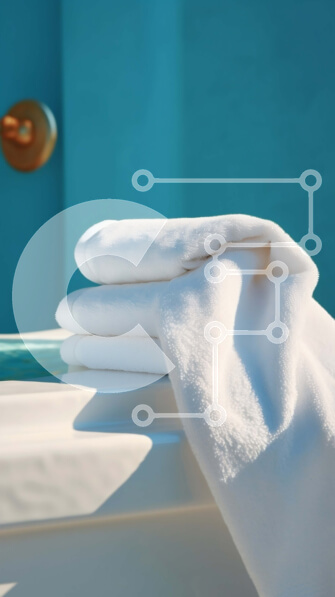 Intra Συλλεκτικό Ξύλινο Παζλ Plywood  4mm - Όμορφη κινηματογράφηση σε πρώτο πλάνο μιας όμορφα διπλωμένης λευκής πετσέτας σε μια λευκή πορσελάνινη μπανιέρα Σε Ξύλινο Κουτί - Διαστάσεις Puzzle: 10x10 cm – 25 κομμάτια