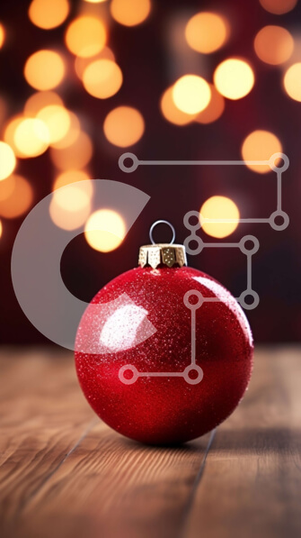 Intra Συλλεκτικό Ξύλινο Παζλ Plywood  4mm - Εορταστική κόκκινη χριστουγεννιάτικη μπάλα σε ξύλινο τραπέζι Σε Ξύλινο Κουτί - Διαστάσεις: 10x10 cm – 25 κομμάτια