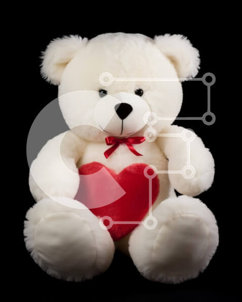 Intra Συλλεκτικό Ξύλινο Παζλ Plywood  4mm - Μεγάλο λευκό αρκουδάκι που κρατά μια κόκκινη καρδιά στολίδι Σε Ξύλινο Κουτί - Διαστάσεις Puzzle: 10x10 cm – 25 κομμάτια