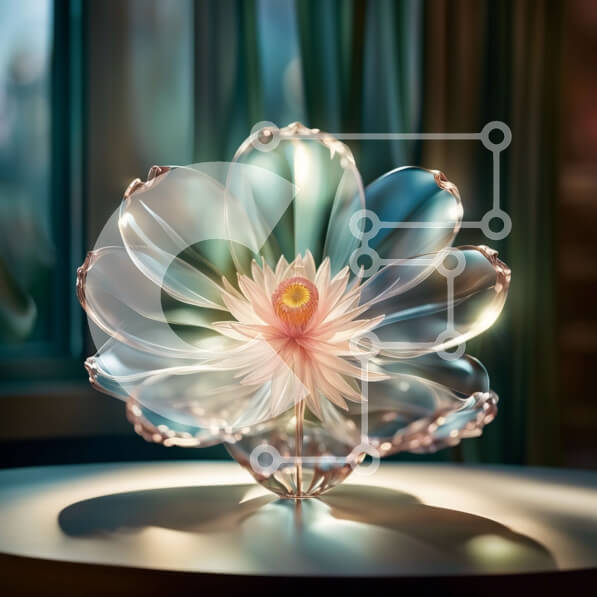 Σετ των 2 Intra Συλλεκτικό Ξύλινο Παζλ Plywood  4mm - Εκπληκτική εικόνα ενός ροζ τριαντάφυλλου σε ένα γυάλινο βάζο Σε Ξύλινο Κουτί - Διαστάσεις: 10x10 cm – 25 κομμάτια