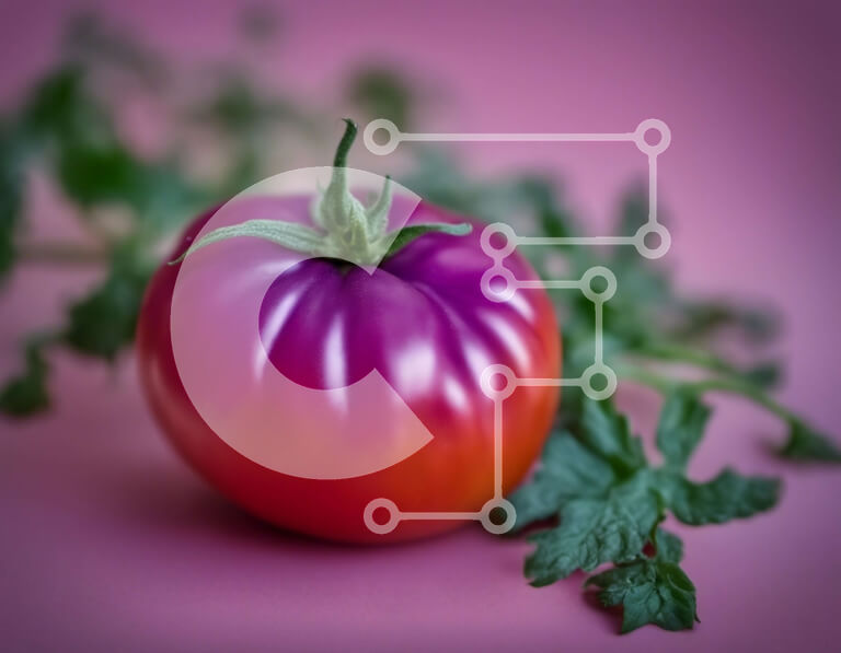 Σετ των 2 Intra Συλλεκτικό Ξύλινο Παζλ Plywood  4mm - Μωβ ντομάτα σε πράσινα φύλλα Σε Ξύλινο Κουτί - Διαστάσεις: 10x10 cm – 25 κομμάτια