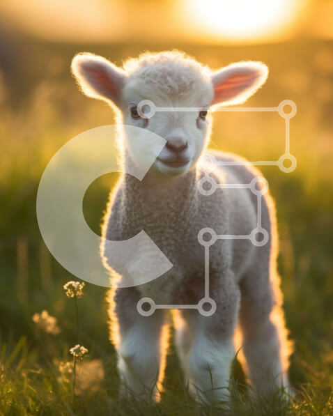 Σετ των 2 Intra Συλλεκτικό Ξύλινο Παζλ Plywood  4mm - Όμορφη εικόνα ενός χαριτωμένου αρνιού σε ένα χωράφι στο ηλιοβασίλεμα Σε Ξύλινο Κουτί - Διαστάσεις: 10x10 cm – 25 κομμάτια