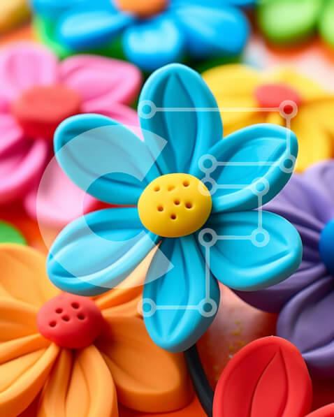 Intra Συλλεκτικό Ξύλινο Παζλ Plywood  4mm - Πολύχρωμο λουλούδι ειδώλια στοίβα Σε Ξύλινο Κουτί - Διαστάσεις Puzzle: 10x10 cm – 25 κομμάτια