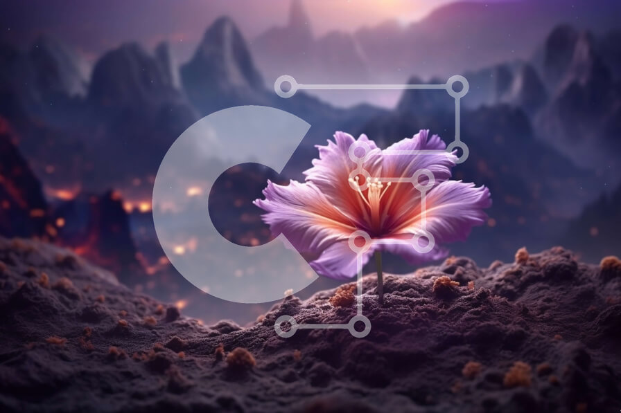 Intra Συλλεκτικό Ξύλινο Παζλ Plywood  4mm - Γαλήνια εικόνα ενός πορφυρού λουλουδιού στο βραχώδες βουνό στο ηλιοβασίλεμα Σε Ξύλινο Κουτί - Διαστάσεις: 10x10 cm – 25 κομμάτια