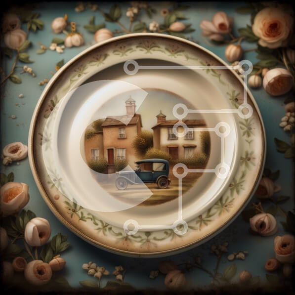 Intra Συλλεκτικό Ξύλινο Παζλ Plywood  4mm - Όμορφη εικόνα vintage αυτοκινήτου και εξοχικής κατοικίας Σε Ξύλινο Κουτί - Διαστάσεις Puzzle: 10x10 cm – 25 κομμάτια