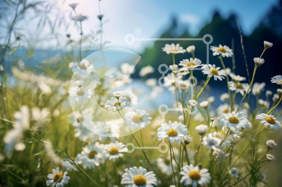 Intra Συλλεκτικό Ξύλινο Παζλ Plywood  4mm - Όμορφη εικόνα ενός χωραφιού με λευκές μαργαρίτες μια ηλιόλουστη μέρα Σε Ξύλινο Κουτί - Διαστάσεις: 10x10 cm – 25 κομμάτια