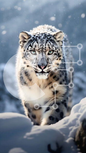 Σετ των 2 Intra Συλλεκτικό Ξύλινο Παζλ Plywood  4mm - Όμορφη εικόνα μιας λεοπάρδαλης του χιονιού που περπατά Σε Ξύλινο Κουτί - Διαστάσεις: 10x10 cm – 25 κομμάτια