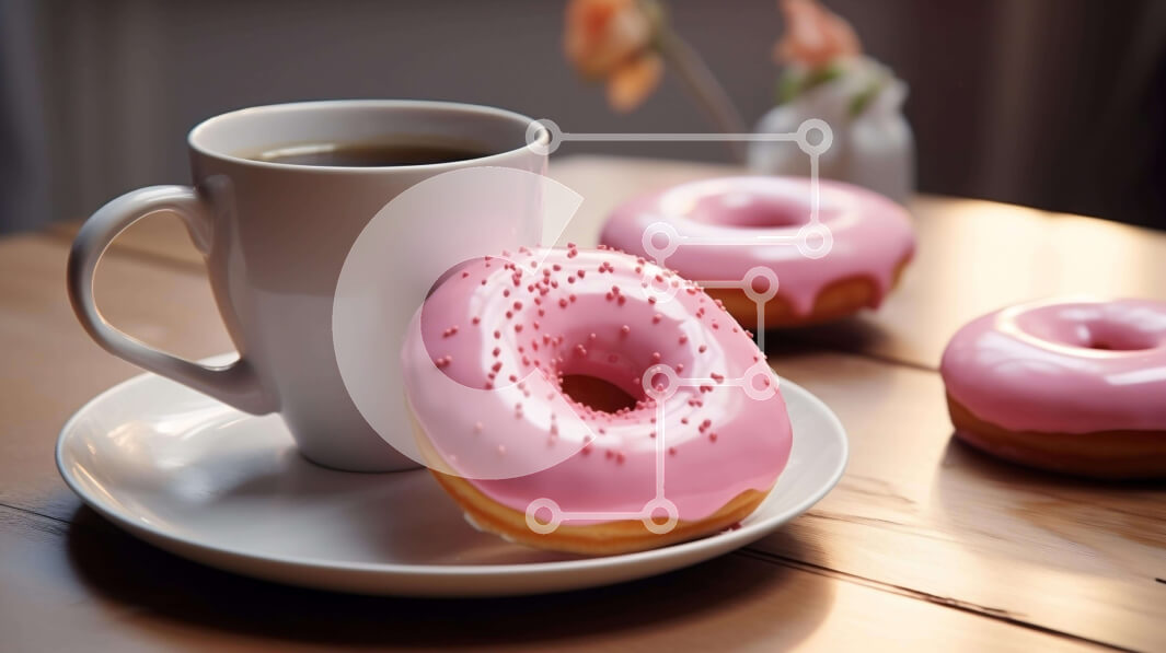 Σετ των 2 Intra Συλλεκτικό Ξύλινο Παζλ Plywood  4mm - Πολύχρωμο και νόστιμο ντόνατ και άλειμμα καφέ με λουλούδια Σε Ξύλινο Κουτί - Διαστάσεις: 10x10 cm – 25 κομμάτια