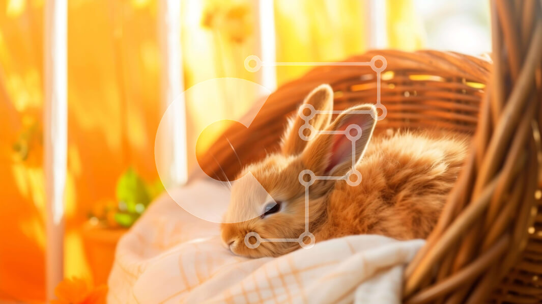 Intra Συλλεκτικό Ξύλινο Παζλ Plywood  4mm - Χαριτωμένο καφέ λαγουδάκι σε καλάθι με φυτά και λουλούδια Σε Ξύλινο Κουτί - Διαστάσεις: 10x10 cm – 25 κομμάτια