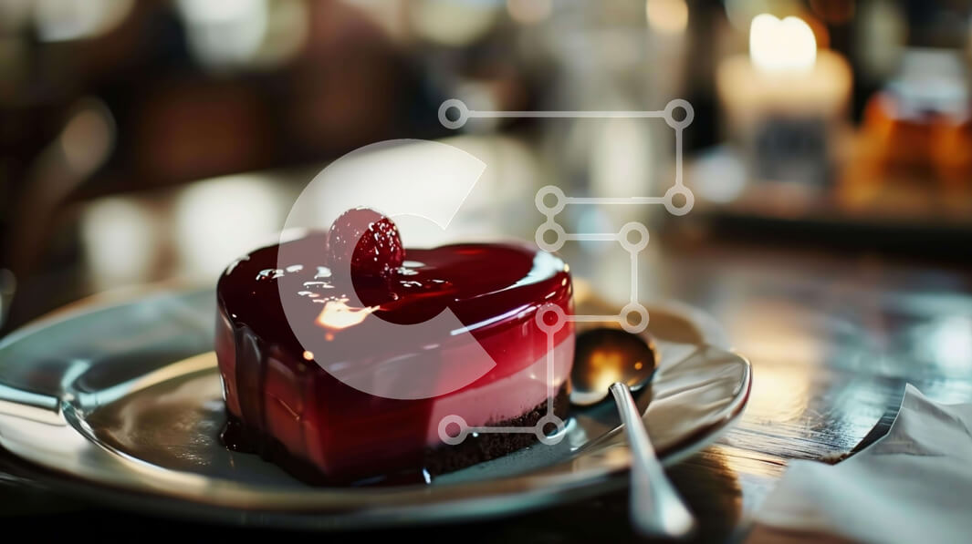 Σετ των 2 Intra Συλλεκτικό Ξύλινο Παζλ Plywood  4mm - Κέικ βατόμουρου σε σχήμα καρδιάς στο τραπέζι Σε Ξύλινο Κουτί - Διαστάσεις: 10x10 cm – 25 κομμάτια