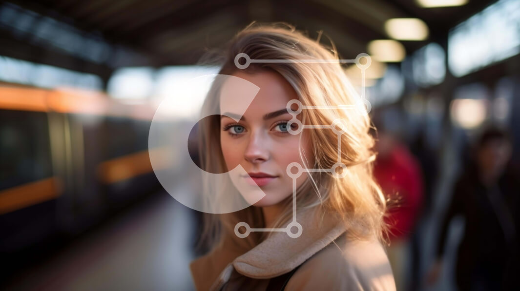 Intra Συλλεκτικό Ξύλινο Παζλ Plywood  4mm - Πορτρέτο μιας νεαρής γυναίκας στο σιδηροδρομικό σταθμό Σε Ξύλινο Κουτί - Διαστάσεις Puzzle: 10x10 cm – 25 κομμάτια