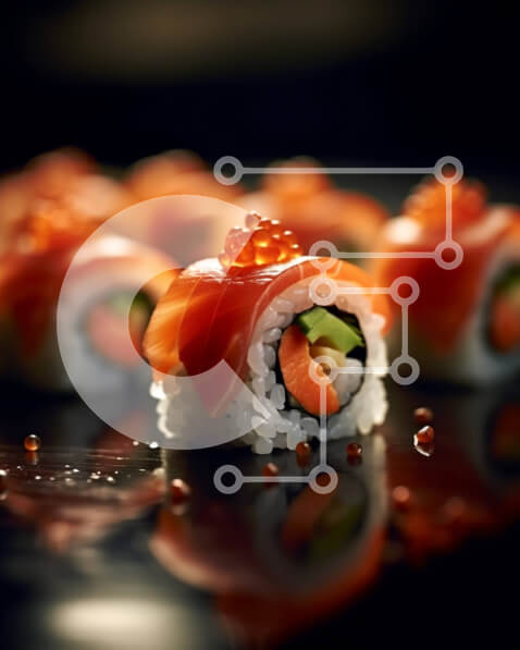 Σετ των 2 Intra Συλλεκτικό Ξύλινο Παζλ Plywood  4mm - Φρέσκο ​​πιάτο σούσι με σάλτσα σόγιας και Wasabi Σε Ξύλινο Κουτί - Διαστάσεις: 10x10 cm – 25 κομμάτια