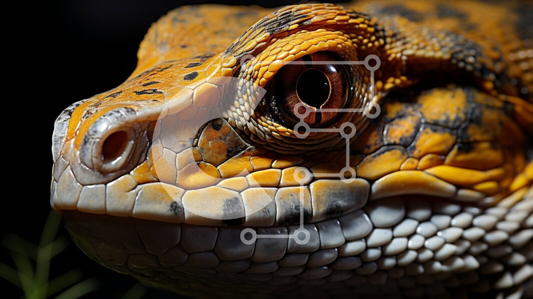 Intra Συλλεκτικό Ξύλινο Παζλ Plywood  4mm - Εκπληκτική εικόνα από κοντά μιας σαύρας με ρίγες και κίτρινα μάτια Σε Ξύλινο Κουτί - Διαστάσεις: 10x10 cm – 25 κομμάτια