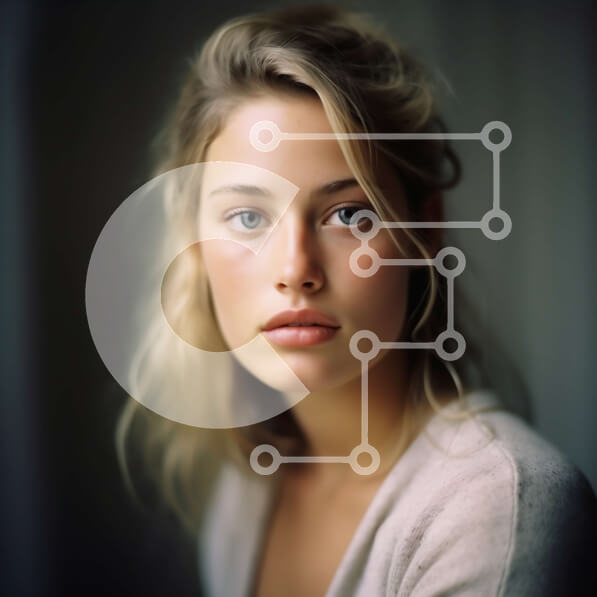 Σετ των 2 Intra Συλλεκτικό Ξύλινο Παζλ Plywood  4mm - Ουδέτερο πορτρέτο μιας νεαρής γυναίκας με λευκό πουλόβερ Σε Ξύλινο Κουτί - Διαστάσεις: 10x10 cm – 25 κομμάτια