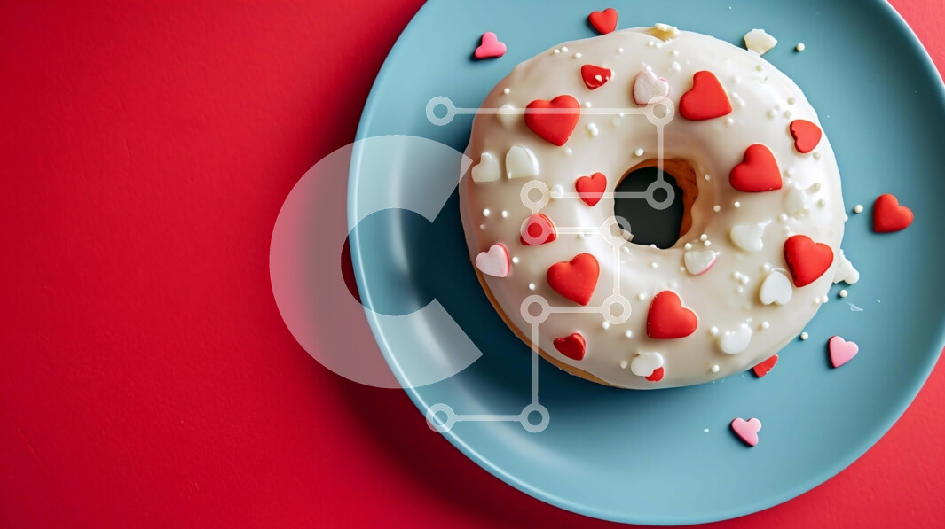 Σετ των 2 Intra Συλλεκτικό Ξύλινο Παζλ Plywood  4mm - Εορταστικό ντόνατ του Αγίου Βαλεντίνου με στολίδια καρδιάς Σε Ξύλινο Κουτί - Διαστάσεις: 10x10 cm – 25 κομμάτια