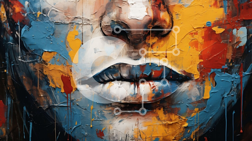 Intra Συλλεκτικό Ξύλινο Παζλ Plywood  4mm - Ζωηρό και παιχνιδιάρικο γυναικείο πρόσωπο με πιτσιλιές μπογιάς Σε Ξύλινο Κουτί - Διαστάσεις Puzzle: 10x10 cm – 25 κομμάτια