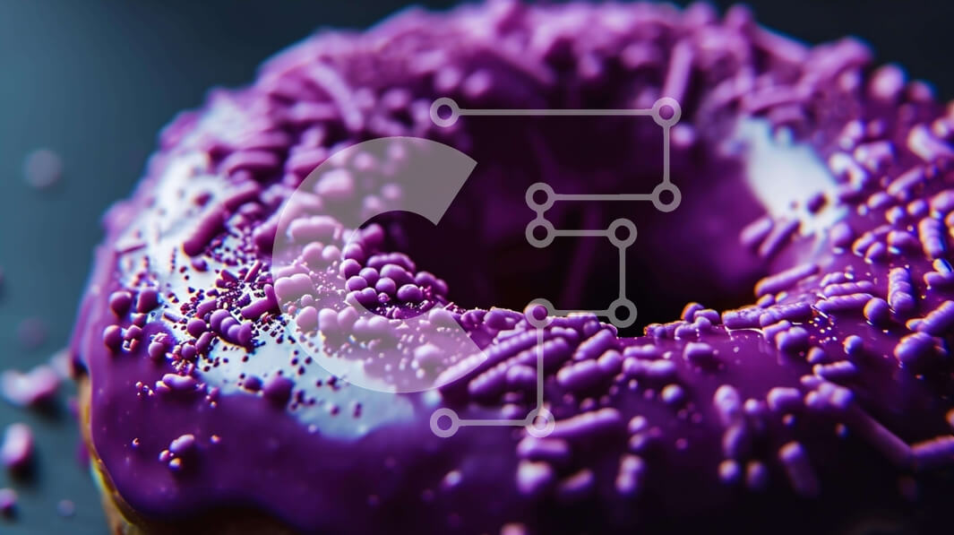 Σετ των 2 Intra Συλλεκτικό Ξύλινο Παζλ Plywood  4mm - Μωβ ντόνατ με ψεκασμούς σε ένα τραπέζι Σε Ξύλινο Κουτί - Διαστάσεις: 10x10 cm – 25 κομμάτια