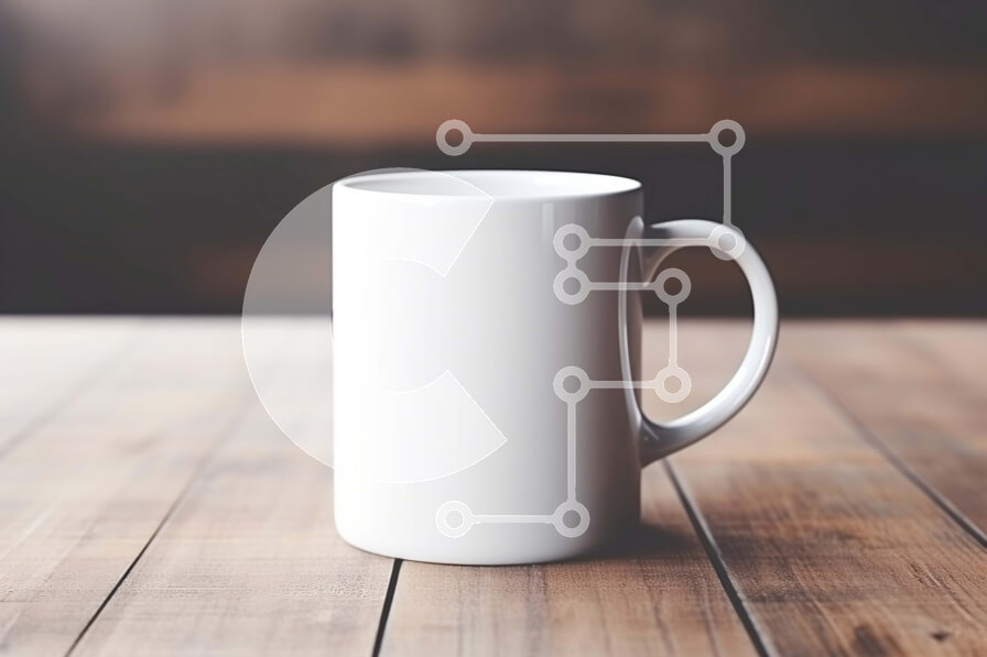 Intra Συλλεκτικό Ξύλινο Παζλ Plywood  4mm - Λευκή κούπα καφέ σε ξύλινο τραπέζι Σε Ξύλινο Κουτί - Διαστάσεις Puzzle: 10x10 cm – 25 κομμάτια