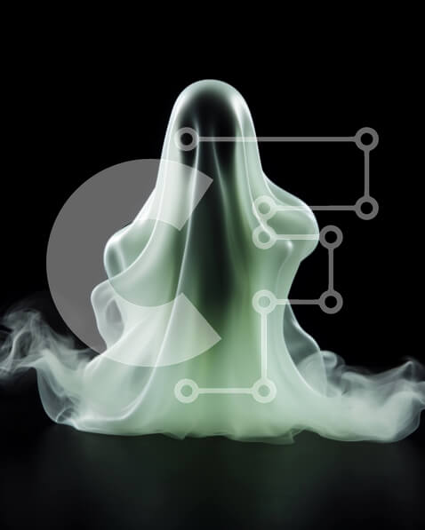 Intra Συλλεκτικό Ξύλινο Παζλ Plywood  4mm - Green Ghost in Mid-Air για τους εορτασμούς του Halloween Σε Ξύλινο Κουτί - Διαστάσεις Puzzle: 10x10 cm – 25 κομμάτια