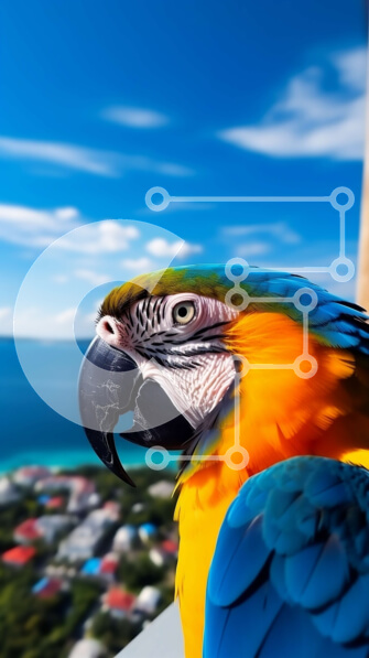 Σετ των 2 Intra Συλλεκτικό Ξύλινο Παζλ Plywood  4mm - Πολύχρωμος παπαγάλος σκαρφαλωμένος σε πολυκατοικία Σε Ξύλινο Κουτί - Διαστάσεις: 10x10 cm – 25 κομμάτια