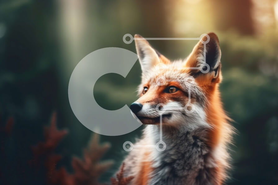 Intra Συλλεκτικό Ξύλινο Παζλ Plywood  4mm - Όμορφη εικόνα μιας κόκκινης αλεπούς σε ένα δάσος Σε Ξύλινο Κουτί - Διαστάσεις: 10x10 cm – 25 κομμάτια