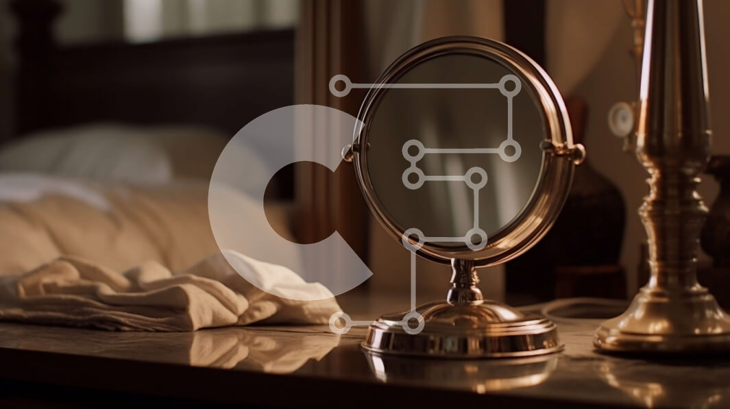 Intra Συλλεκτικό Ξύλινο Παζλ Plywood  4mm - Άνετο και φιλόξενο υπνοδωμάτιο με κρεβάτι, κομοδίνο και καθρέφτη στη συρταριέρα Σε Ξύλινο Κουτί - Διαστάσεις Puzzle: 10x10 cm – 25 κομμάτια