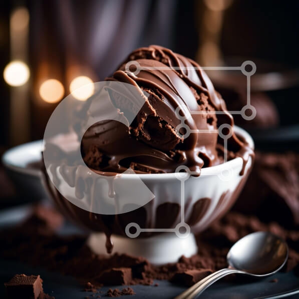 Σετ των 2 Intra Συλλεκτικό Ξύλινο Παζλ Plywood  4mm - Λαχταριστό παγωτό σοκολάτας με πλούσια σάλτσα σοκολάτας Σε Ξύλινο Κουτί - Διαστάσεις: 10x10 cm – 25 κομμάτια