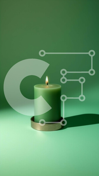 Intra Συλλεκτικό Ξύλινο Παζλ Plywood  4mm - Πράσινο κερί σε τραπέζι ή επιφάνεια - Φωτογραφία Αρχείου Σε Ξύλινο Κουτί - Διαστάσεις: 10x10 cm – 25 κομμάτια