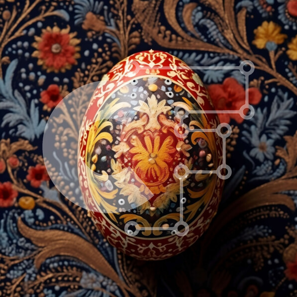 Intra Συλλεκτικό Ξύλινο Παζλ Plywood  4mm - Όμορφο πασχαλινό αυγό με λουλουδάτο σχέδιο σε μπλε και χρυσό φόντο Σε Ξύλινο Κουτί - Διαστάσεις: 10x10 cm – 25 κομμάτια