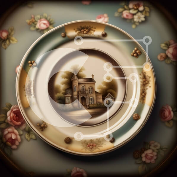 Intra Συλλεκτικό Ξύλινο Παζλ Plywood  4mm - Όμορφο διακοσμητικό πιάτο με ζωγραφική ενός σπιτιού Σε Ξύλινο Κουτί - Διαστάσεις: 10x10 cm – 25 κομμάτια