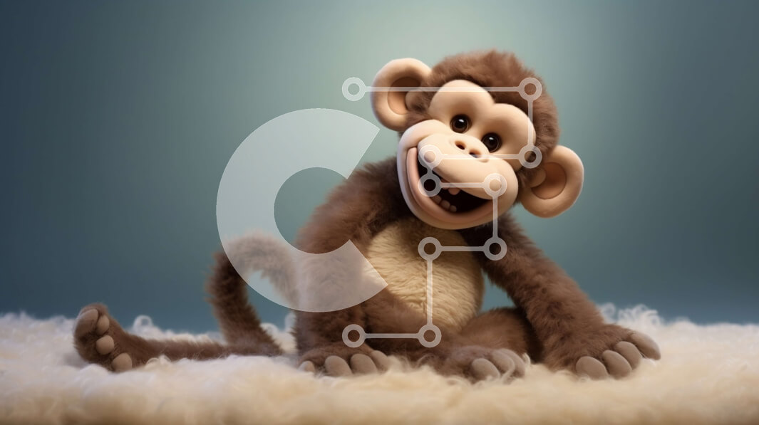 Intra Συλλεκτικό Ξύλινο Παζλ Plywood  4mm - Χαμογελαστός γεμιστός πίθηκος σε αφράτο λευκό υλικό Σε Ξύλινο Κουτί - Διαστάσεις: 10x10 cm – 25 κομμάτια