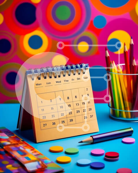 Intra Συλλεκτικό Ξύλινο Παζλ Plywood  4mm - Πολύχρωμο γραφείο με ημερολόγιο και χαρτικά Σε Ξύλινο Κουτί - Διαστάσεις Puzzle: 10x10 cm – 25 κομμάτια