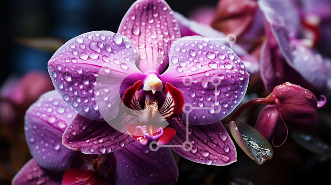 Intra Συλλεκτικό Ξύλινο Παζλ Plywood  4mm - Εκπληκτική εικόνα μιας ροζ ορχιδέας με σταγονίδια νερού Σε Ξύλινο Κουτί - Διαστάσεις: 10x10 cm – 25 κομμάτια