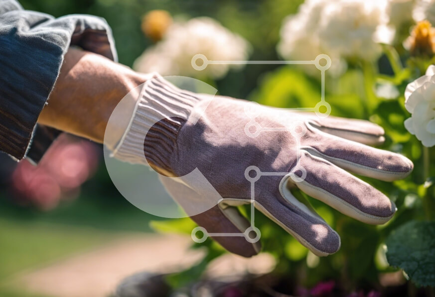 Intra Συλλεκτικό Ξύλινο Παζλ Plywood  4mm - Πρόσωπο κηπουρική με γάντια, μαζεύοντας λουλούδια από τον κήπο Σε Ξύλινο Κουτί - Διαστάσεις: 10x10 cm – 25 κομμάτια