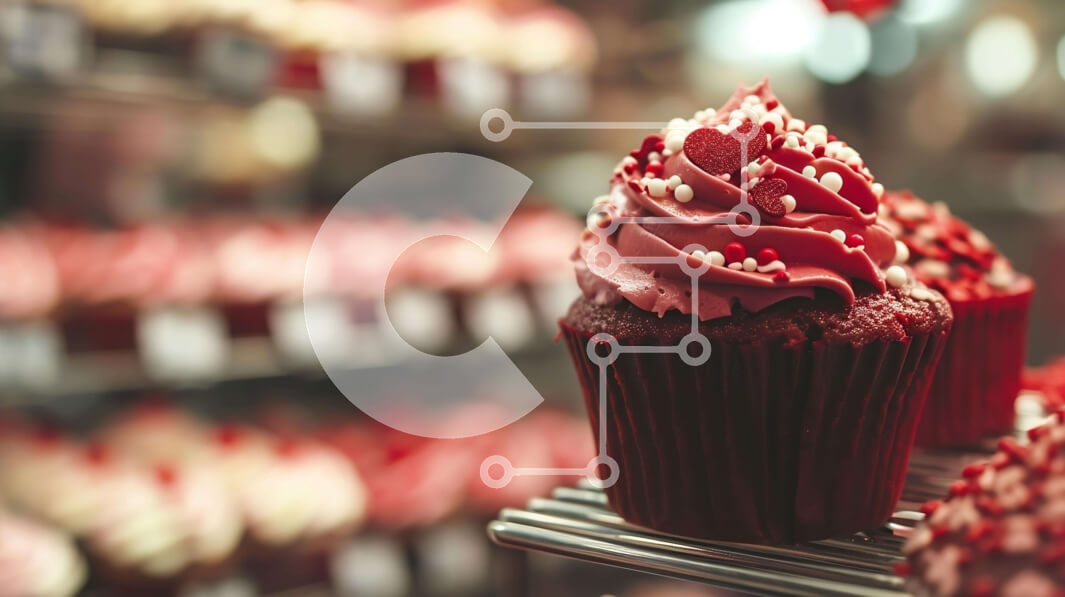 Σετ των 2 Intra Συλλεκτικό Ξύλινο Παζλ Plywood  4mm - Δύο κόκκινα cupcakes σε μια σχάρα σε ένα αρτοποιείο Σε Ξύλινο Κουτί - Διαστάσεις: 10x10 cm – 25 κομμάτια