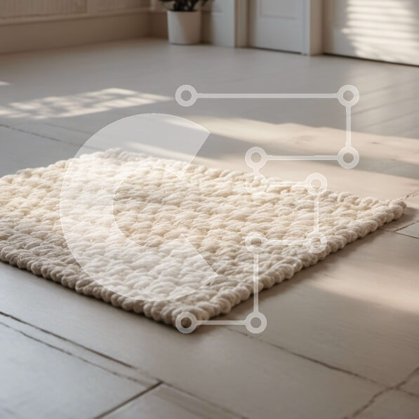 Intra Συλλεκτικό Ξύλινο Παζλ Plywood  4mm - Λευκό μάλλινο χαλί σε ξύλινο πάτωμα σε φωτεινό δωμάτιο Σε Ξύλινο Κουτί - Διαστάσεις Puzzle: 10x10 cm – 25 κομμάτια