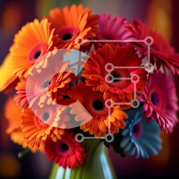 Σετ των 2 Intra Συλλεκτικό Ξύλινο Παζλ Plywood  4mm - Ζωντανές μαργαρίτες ζέρμπερα σε διάφανο βάζο Σε Ξύλινο Κουτί - Διαστάσεις: 10x10 cm – 25 κομμάτια