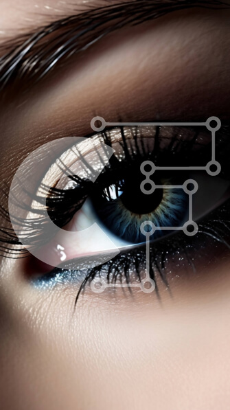 Intra Συλλεκτικό Ξύλινο Παζλ Plywood  4mm - Κοντινό πλάνο Γυναικείο μάτι με μπλε σκιά ματιών και μακριές βλεφαρίδες Σε Ξύλινο Κουτί - Διαστάσεις Puzzle: 10x10 cm – 25 κομμάτια