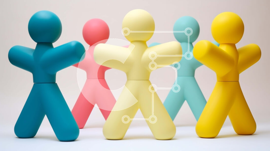 Intra Συλλεκτικό Ξύλινο Παζλ Plywood  4mm - Πολύχρωμα πλαστικά ειδώλια που στέκονται μαζί Σε Ξύλινο Κουτί - Διαστάσεις Puzzle: 10x10 cm – 25 κομμάτια