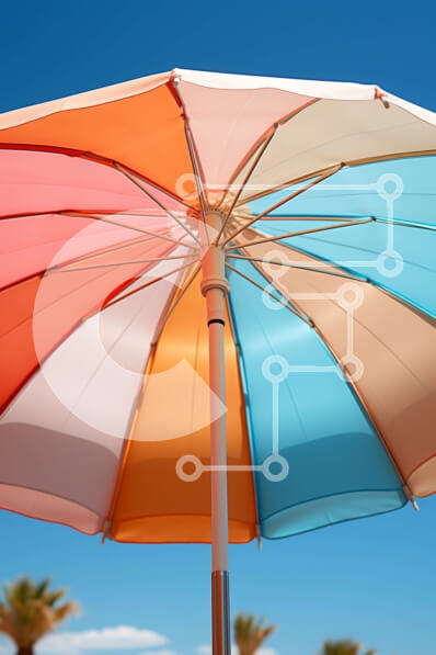 Intra Συλλεκτικό Ξύλινο Παζλ Plywood  4mm - Ζωντανή ομπρέλα παραλίας και φοίνικες Σε Ξύλινο Κουτί - Διαστάσεις Puzzle: 10x10 cm – 25 κομμάτια