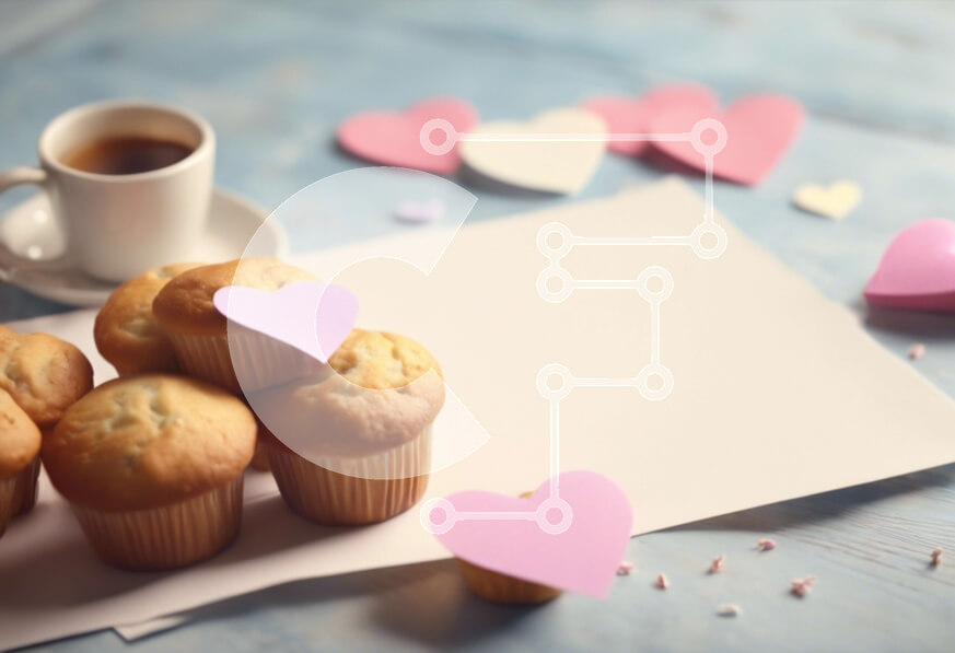 Σετ των 2 Intra Συλλεκτικό Ξύλινο Παζλ Plywood  4mm - Muffins, cupcakes και καφές με χάρτινες καρδιές σε σχήμα καρδιάς Σε Ξύλινο Κουτί - Διαστάσεις: 10x10 cm – 25 κομμάτια