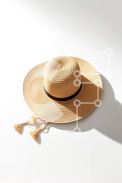 Intra Συλλεκτικό Ξύλινο Παζλ Plywood  4mm - Κομψό ψάθινο καπέλο μπεζ με φούντες και μαύρη μπάντα Σε Ξύλινο Κουτί - Διαστάσεις Puzzle: 10x10 cm – 25 κομμάτια