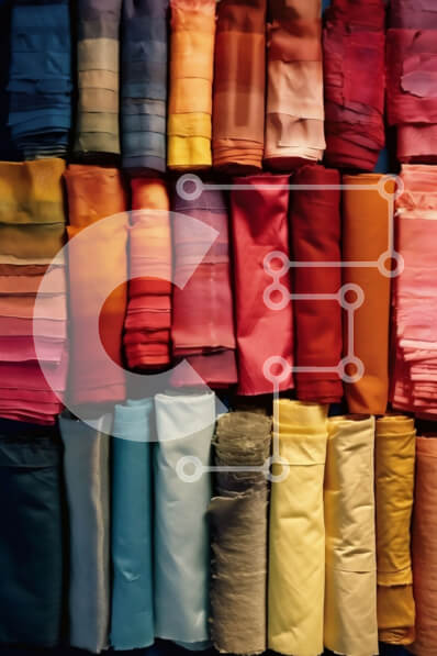 Intra Συλλεκτικό Ξύλινο Παζλ Plywood  4mm - Ζωντανή στοίβα από πολύχρωμα υφάσματα σε διάφορες αποχρώσεις σε λευκό φόντο Σε Ξύλινο Κουτί - Διαστάσεις Puzzle: 10x10 cm – 25 κομμάτια